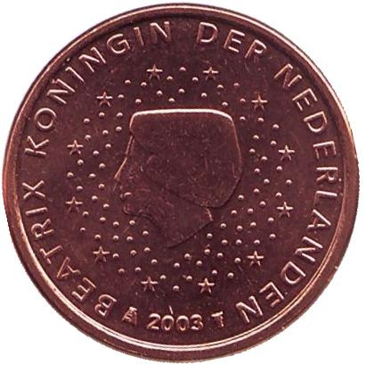 Монета 1 цент. 2003 год, Нидерланды.