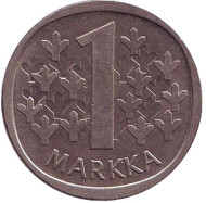 Монета 1 марка. 1969 год, Финляндия. Монета 1 марка. 1969 год, Финляндия.
