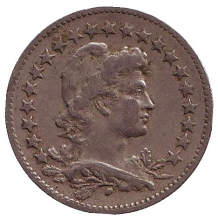 Монета 100 рейсов. 1933 год, Бразилия. Монета 100 рейсов. 1933 год, Бразилия.