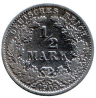 Монета 1/2 марки. 1905 год (G), Германская империя. Монета 1/2 марки. 1905 год (G), Германская империя.