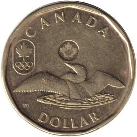 Монета 1 доллар, 2014 год, Канада. Олимпиада в Сочи.