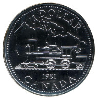 Монета 1 доллар. 1981 год, Канада. 100 лет Трансконтинентальной железной дороге.