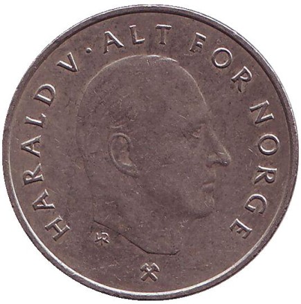 Монета 1 крона. 1994 год, Норвегия. Корона. Монета 1 крона. 1994 год, Норвегия. Корона.