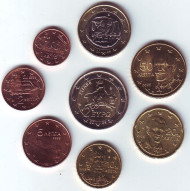 Набор монет евро (8 штук). 2005 год, Греция.  Набор монет евро (8 штук). 2005 год, Греция.