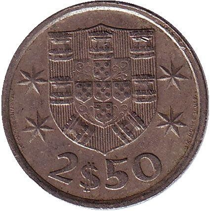 Монета 2,5 эскудо. 1980 год, Португалия. Монета 2,5 эскудо. 1980 год, Португалия.