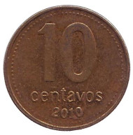 Монета 10 сентаво. 2010 год, Аргентина. Монета 10 сентаво. 2010 год, Аргентина.