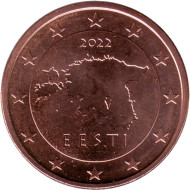 Монета 5 центов. 2022 год, Эстония. Монета 5 центов. 2022 год, Эстония.