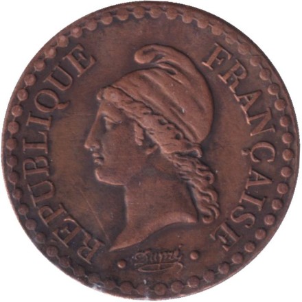 Монета 1 сантим. 1849 год, Франция.