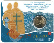 Монета 2 евро, 2013 год, Словакия. (в коинкарте!) Кирилл и Мефодий. Монета 2 евро, 2013 год, Словакия. (в коинкарте!) Кирилл и Мефодий.