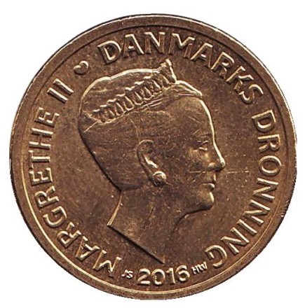 Монета 10 крон. 2016 год, Дания. Монета 10 крон. 2016 год, Дания.