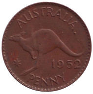Монета 1 пенни. 1952 год, Австралия. (Точка после "AUSTRALIA") Кенгуру. Монета 1 пенни. 1952 год, Австралия. (Точка после "AUSTRALIA") Кенгуру.