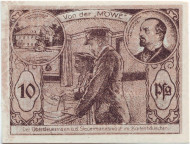 Нотгельд Мальмица. 10 пфеннигов. 1921 год, Веймарская республика (Германия). Нотгельд Мальмица. 10 пфеннигов. 1921 год, Веймарская республика (Германия).