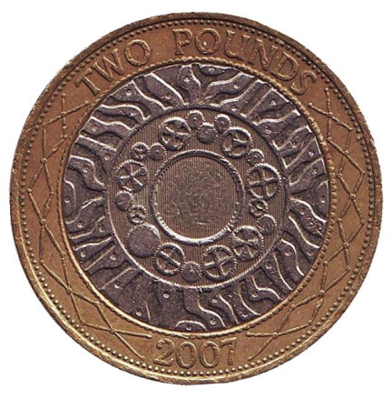 Монета 2 фунта. 2007 год, Великобритания.