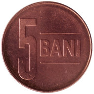 Монета 5 бани. 2005 год, Румыния. UNC. Монета 5 бани. 2005 год, Румыния. UNC.