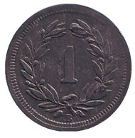 Монета 1 раппен. 1942 год, Швейцария. Монета 1 раппен. 1942 год, Швейцария.