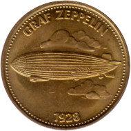 Жетон рекламный. Пассажирский цеппелин "Граф Цеппелиин". Нефтегазовая компания Shell. 1969 год.