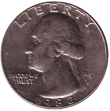 Монета 25 центов. 1982 (P) год, США. Вашингтон.