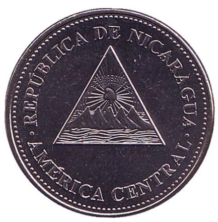 Монета 50 сентаво. 2014 год, Никарагуа. UNC. Горы-вулканы.