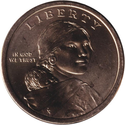 Монета 1 доллар. 2024 год (D), США. Сакагавея. Закон о гражданстве индейцев.