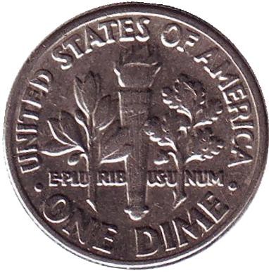 Монета 10 центов. 1984 (D) год, США. Рузвельт. Монета 10 центов. 1984 (D) год, США. Рузвельт.