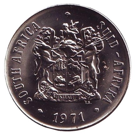 Монета 50 центов. 1971 год, ЮАР. UNC. Цветы. Монета 50 центов. 1971 год, ЮАР. UNC. Цветы.