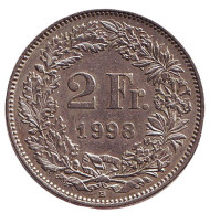 Монета 2 франка. 1998 год, Швейцария. Гельвеция. Монета 2 франка. 1998 год, Швейцария. Гельвеция.