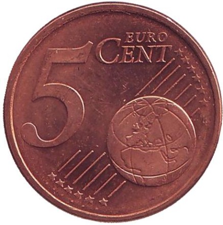 Монета 5 центов. 2002 год (D), Германия. Монета 5 центов. 2002 год (D), Германия.