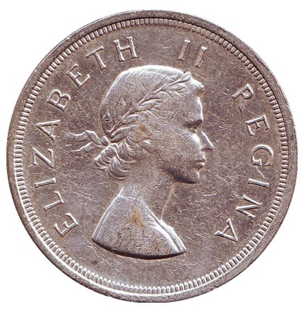 Монета 5 шиллингов. 1957 год, ЮАР. Антилопа. Монета 5 шиллингов. 1957 год, ЮАР. Антилопа.