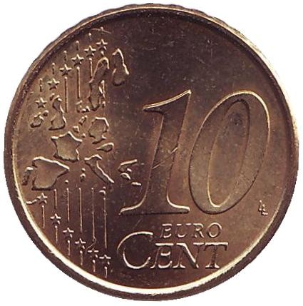 Монета 10 центов. 2004 год, Испания.