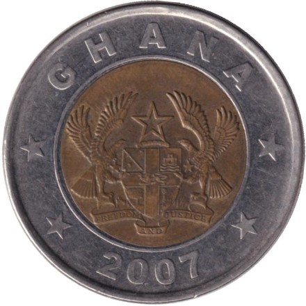 Монета 1 седи. 2007 год, Гана. Весы.