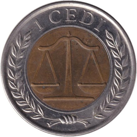 Монета 1 седи. 2007 год, Гана. Весы.