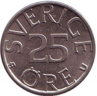 Монета 25 эре. 1981 год, Швеция. Монета 25 эре. 1981 год, Швеция.
