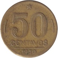 Монета 50 сентаво. 1950 год, Бразилия. Монета 50 сентаво. 1950 год, Бразилия.