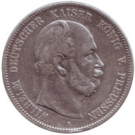 Монета 5 марок. 1876 год (A), Германская империя. Пруссия. Монета 5 марок. 1876 год (A), Германская империя. Пруссия.