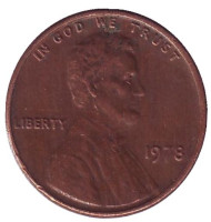 Монета 1 цент. 1978 год (P), США. Линкольн. Монета 1 цент. 1978 год (P), США. Линкольн.