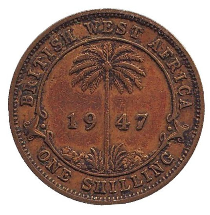 Монета 1 шиллинг. 1947 год (KN), Британская Западная Африка.