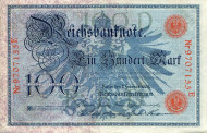 Рейхсбанкнота 100 марок. 1908 год, Германская империя.