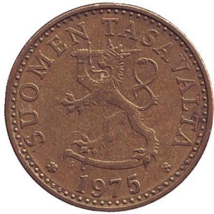 Монета 20 пенни. 1975 год, Финляндия. Монета 20 пенни. 1975 год, Финляндия.
