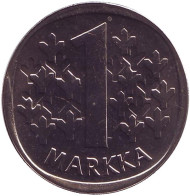 Монета 1 марка. 1991 год, Финляндия. UNC!