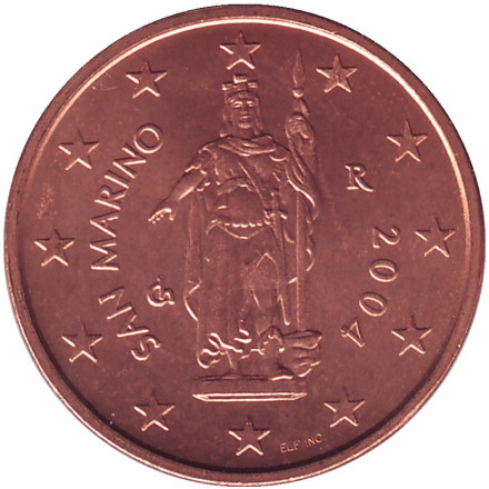 Монета 2 цента, 2004 год, Сан-Марино.