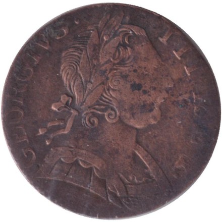 Монета 1 фартинг. 1775 год, Великобритания. Георг III. Монета 1 фартинг. 1775 год, Великобритания. Георг III.