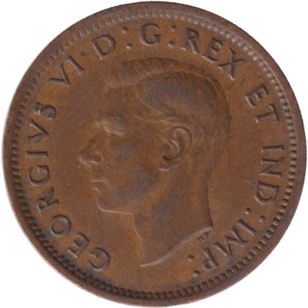 Монета 1 цент. 1939 год, Канада. Монета 1 цент. 1939 год, Канада.