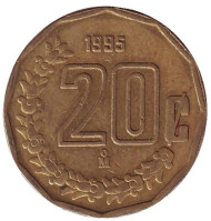 Монета 20 сентаво. 1995 год, Мексика. Монета 20 сентаво. 1995 год, Мексика.