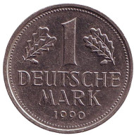 Монета 1 марка. 1990 год (D), ФРГ. (из обращения) Монета 1 марка. 1990 год (D), ФРГ. (из обращения)