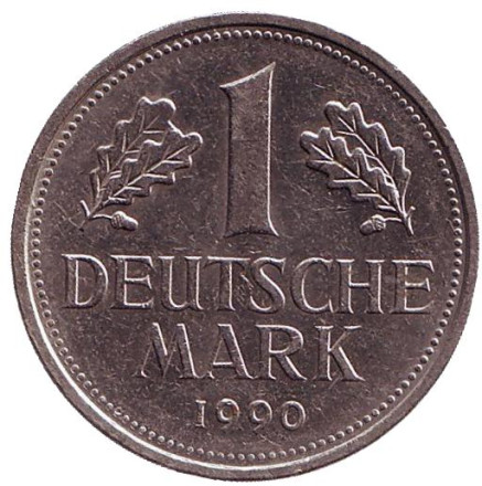 Монета 1 марка. 1990 год (D), ФРГ. (из обращения)