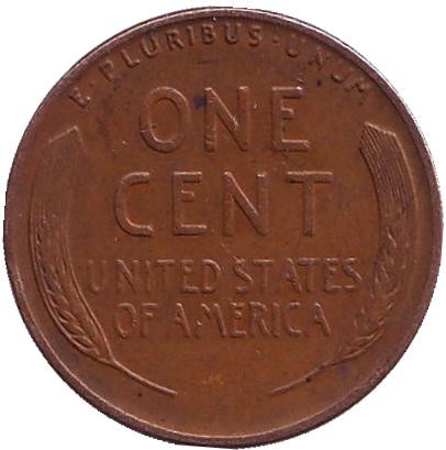 Монета 1 цент. 1934 год, США. (Без отметки монетного двора) Линкольн.