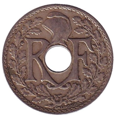 Монета 25 сантимов. 1929 год, Франция.