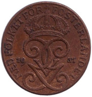 Монета 1 эре. 1931 год, Швеция. Монета 1 эре. 1931 год, Швеция.