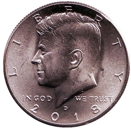 Монета 1/2 доллара (50 центов), 2018 год (D), США. Джон Кеннеди.