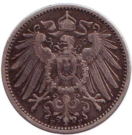 Монета 1 марка. 1899 год (F), Германская империя. Монета 1 марка. 1899 год (F), Германская империя.